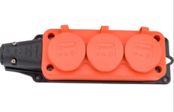 3101-308-2300 TP ELECTRIC 1X16A KAUÇUK ÜÇLÜ GRUP PRİZ TURUNCU VİDALI IP44