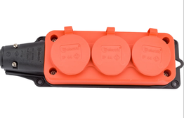 3101-308-2300 TP ELECTRIC 1X16A KAUÇUK ÜÇLÜ GRUP PRİZ TURUNCU VİDALI IP44 - 1