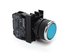 B100DMOO EMAS B SERİSİ PLASTİK 1NO YAYLI DÜZ MAVİ ÇİFT TARAFLI (OK) İŞARETİ BASKILI 22 MM BUTON - 2
