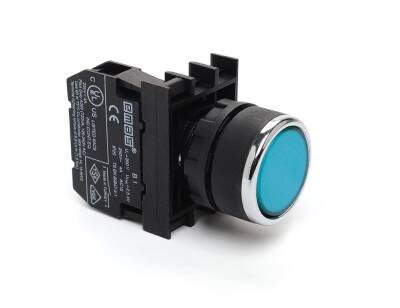 B100DMOO EMAS B SERİSİ PLASTİK 1NO YAYLI DÜZ MAVİ ÇİFT TARAFLI (OK) İŞARETİ BASKILI 22 MM BUTON - 3