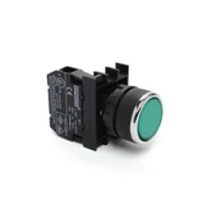 B100DY1 EMAS B SERİSİ PLASTİK 1NO YAYLI DÜZ YEŞİL (I) BASKILI 22 MM BUTON - 1