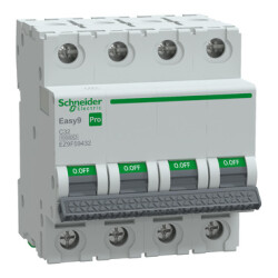 EZ9F59432 SCHNEIDER ELECTRIC EASY9 OTOMATİK SİGORTA EASY9 PRO 10KA C EĞRİSİ 4 KUTUP 32A 3606486824580