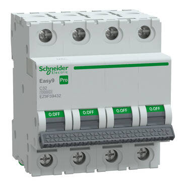 EZ9F59432 SCHNEIDER ELECTRIC EASY9 OTOMATİK SİGORTA EASY9 PRO 10KA C EĞRİSİ 4 KUTUP 32A 3606486824580 - 1