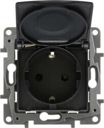 768618 LEGRAND RAVENTİ SİYAH KAPAKLI TOPRAKLI PRİZ 3414971113350