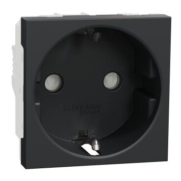 NU303754 SCHNEIDER ELECTRIC UNİCA ANTRASİT TOPRAKLI ÇOCUK KORUMALI PRİZ VİDALI BAĞLANTI 2 MODÜL 3606489453916 - 1