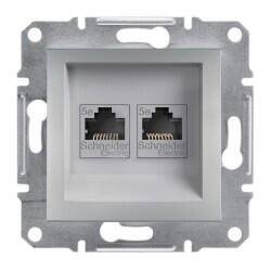 EPH4400161-02 SCHNEIDER ELECTRIC ASFORA ALÜMİNYUM KONNEKTÖRSÜZ İKİLİ RJ45 DATA PRİZİ - 1