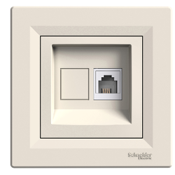 EPH4100123 SCHNEIDER ELECTRIC ASFORA KREM TEKLİ RJ11 4 KONTAKLI TELEFON PRİZİ 3606480526848 - 1