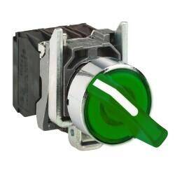 XB4BK133M5 SCHNEIDER ELECTRIC KALICI IŞIKLI MANDAL BUTON YEŞİL 1-0-2 230V AC LEDLİ 3389118223226 - 1