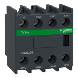 LADN22 SCHNEIDER ELECTRIC G TESYS D YARDM KONTK BLOĞU 2NA + 2NK VİDA KELEPÇESİ TERMİNALLERİ EN 50012 3389110384062
