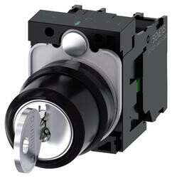 3SU1100-4BL11-1NA0 SIEMENS SİRİUS ACT PLASTİK RONIS 1-0-2 POZİSYONLU KİLİTLİ MANDAL BUTON 1NO, 1NO 4011209957718